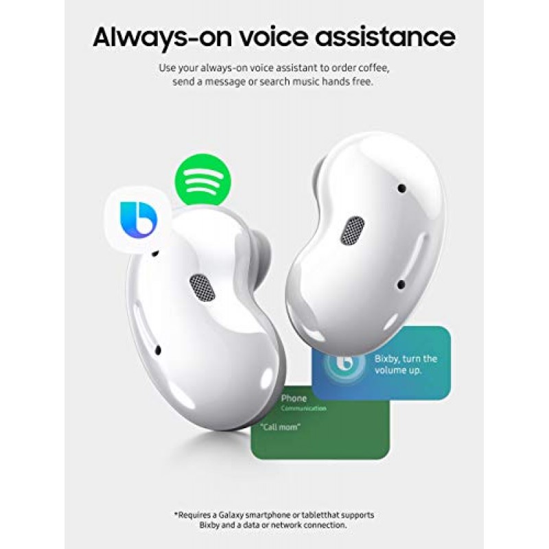 SAMSUNG Galaxy Buds Live True Wireless Bluetooth Earbuds with Active Noise Cancelling, 충전 케이스, AKG 튜닝 12mm 스피커, 긴 배터리 수명, 미국 버전, 미스틱 화이트