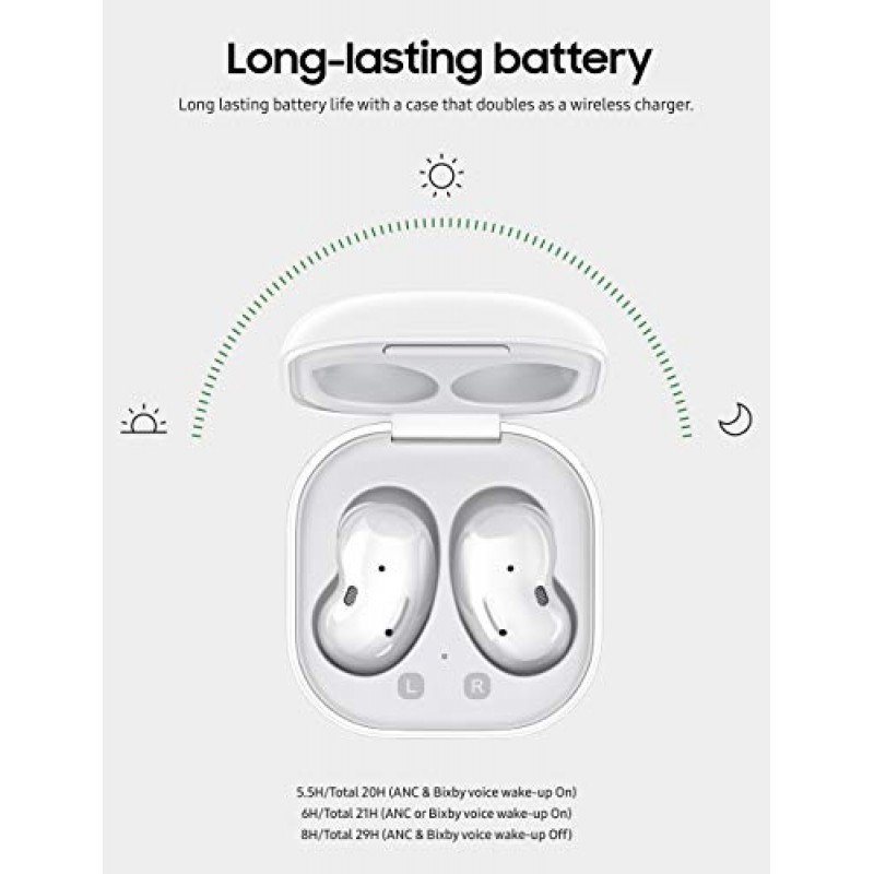 SAMSUNG Galaxy Buds Live True Wireless Bluetooth Earbuds with Active Noise Cancelling, 충전 케이스, AKG 튜닝 12mm 스피커, 긴 배터리 수명, 미국 버전, 미스틱 화이트