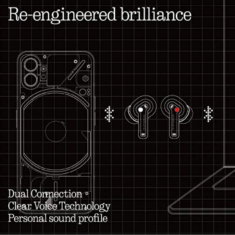 Nothing Ear 2 무선 이어버드 40db까지 능동형 소음 제거, 무선 충전 기능이 있는 Bluetooth 5.3 이어폰형 헤드폰, iPhone 및 Android용 듀얼 연결 36H 재생 IP54 방수 이어폰