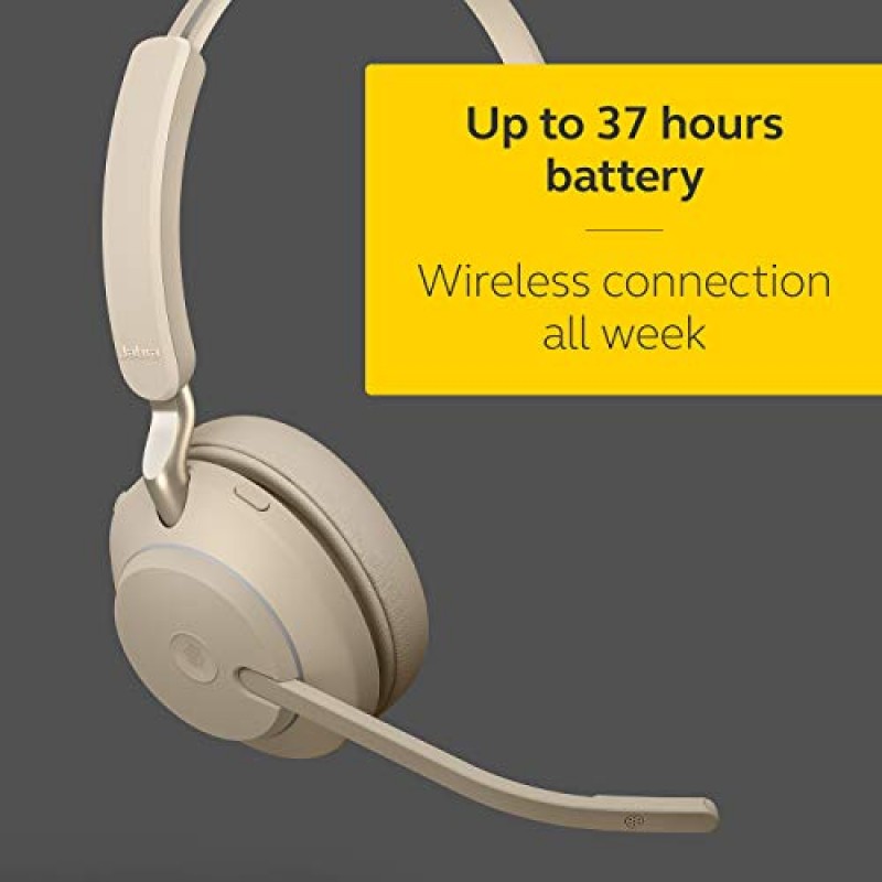 Jabra Evolve2 65 USB-A MS 모노(충전 스탠드 포함) - 베이지색 무선 헤드셋/음악 헤드폰