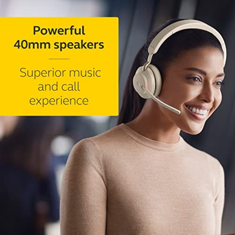 Jabra Evolve2 65 USB-A MS 모노(충전 스탠드 포함) - 베이지색 무선 헤드셋/음악 헤드폰