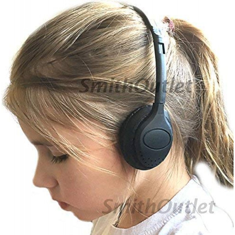 SmithOutlet 50 팩 저가형 헤드폰 대량 구매 | 모델 SG-313-50 | 유선 3.5MM 잭 연결 | 블랙 인조가죽 쿠션 | 학교, 교실, 학생, 도서관용
