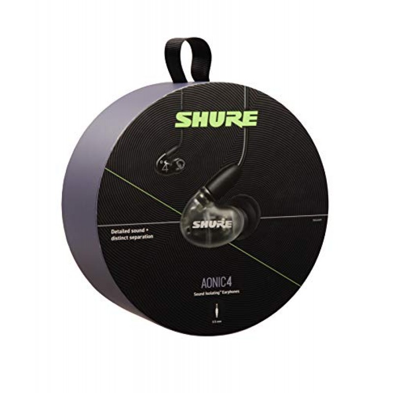 Shure AONIC 4 유선 소음 차단 이어버드, 섬세한 사운드, 듀얼 드라이버 하이브리드, 안전한 인이어 핏, 분리형 케이블, 내구성 있는 품질, Apple 및 Android 장치와 호환 가능 - 블랙