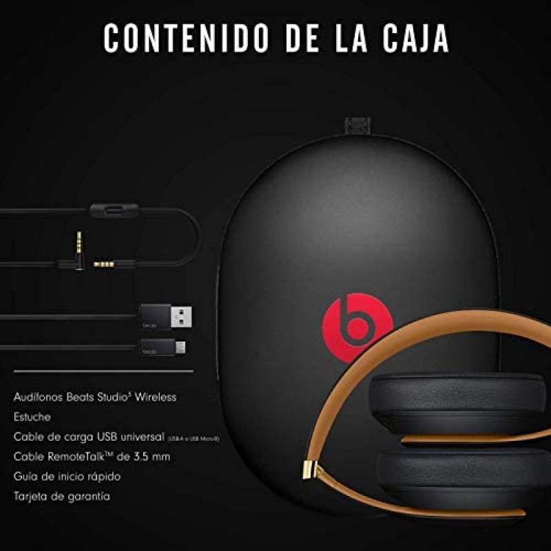 Beats Studio3 Wireless 소음 차단 오버이어 헤드폰 - Apple W1 헤드폰 칩, 클래스 1 Bluetooth, 청취 시간 22시간, 내장 마이크 - 미드나잇 블랙