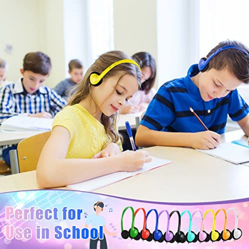 학교 교실 어린이를 위한 Hongzan 대량 헤드폰 100팩, 학생 청소년 및 기타를 위한 도매 클래스 세트 헤드폰(100개 혼합)