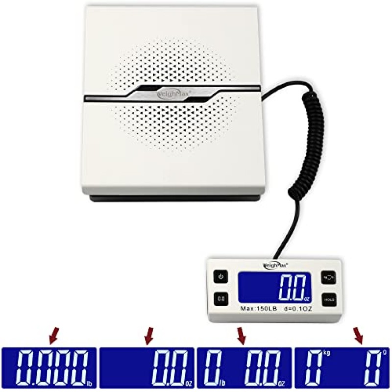 Weighmax W-8809 150lbs x0.1oz 디지털 배송 및 우편 저울(확장 디스플레이 포함, 흰색, 배터리 및 Ac 어댑터 포함)