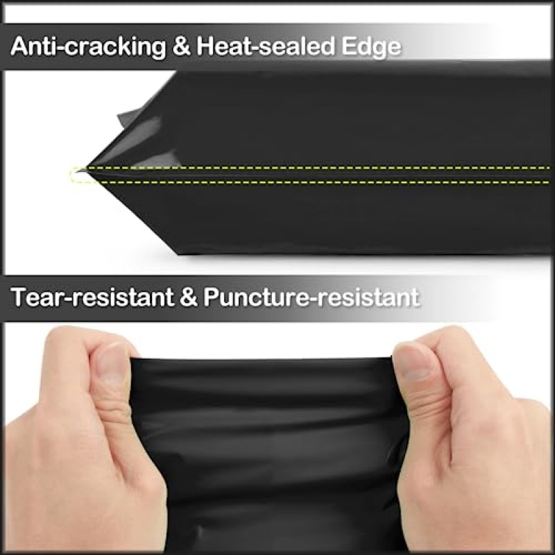 폴리 메일러 14.5 x 19인치 100팩, 중소기업용 자체 밀봉 배송 가방, 검정색, 방수 및 두꺼운