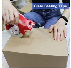 BOMEI PACK 3팩 헤비듀티 투명 포장 테이프(디스펜서 포함), 2.4mil, 1.88인치 x 110야드, 산업용 배송 상자용 포장 테이프 리필 이동, 사무실 및 보관용 포장 테이프