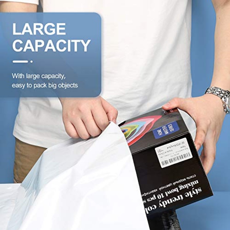 Metronic 100 Pcs 12 x 15.5 흰색 폴리 메일러 봉투 자체 접착, 방수 및 찢어짐 방지 우편 봉투가 포함된 배송 가방