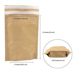 RUSPEPA 크래프트 종이 폴리 봉투 메일러, 자체 밀봉, 100% 재활용 가능, 재사용 가능 포장 티셔츠 의류 가방을 위한 훌륭한 아이디어 - 25팩, 9.3 x 13인치