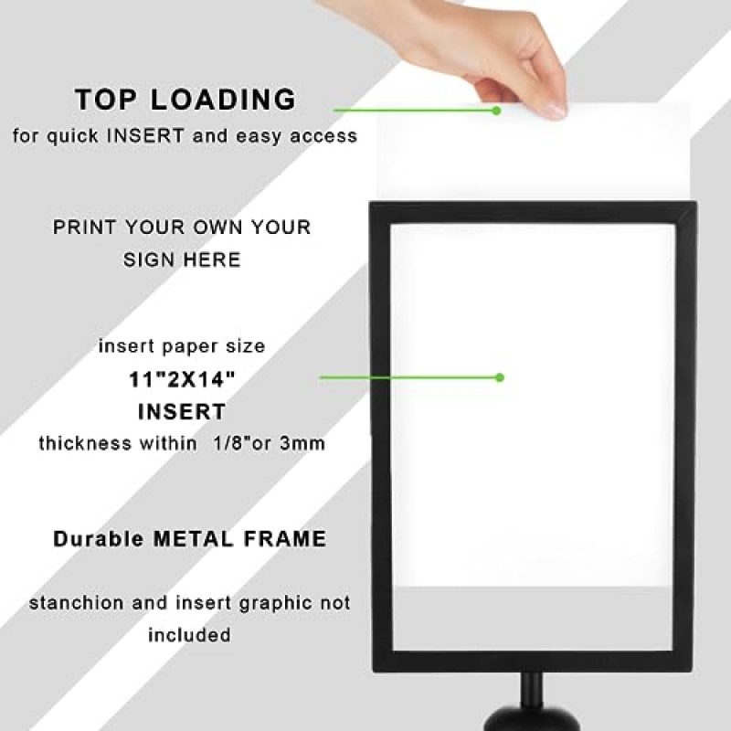 JMIATRY 2 팩 스탠션 사인 홀더 인서트 8.5 x 11 인치 용지 크기, 양면 사인 프레임 센트리 스탠션용 커버가 있는 스탠션 상단 사인 프레임