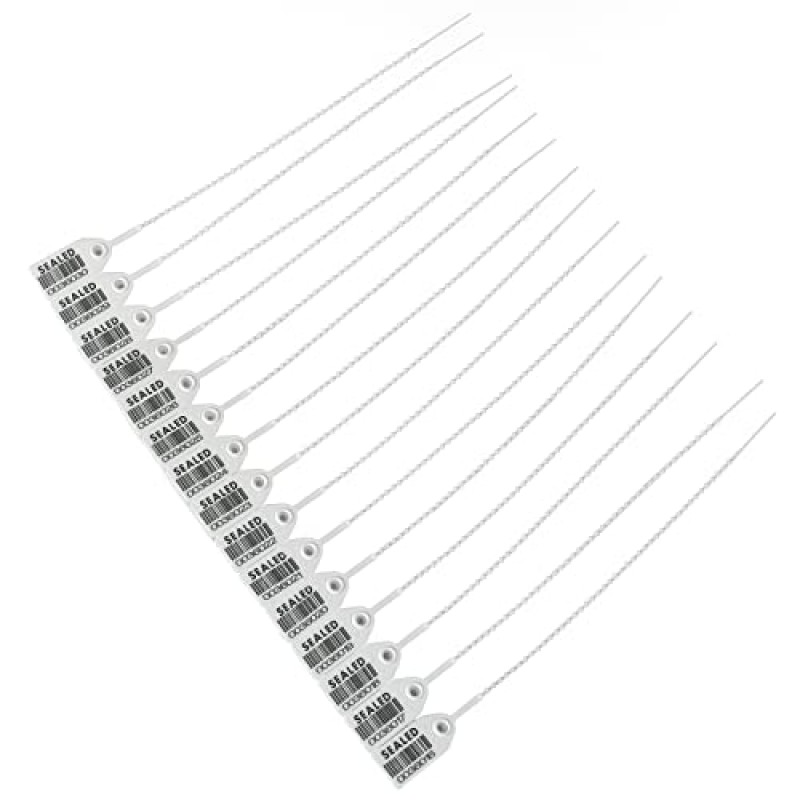 LeadSeals 500 흰색 플라스틱 바코드 씰, 순차적으로 직렬 플라스틱 탬퍼 씰 보안 태그, 번호가 매겨진 지퍼 타이 풀 타이트 보안 씰, 변조 방지 태그 소화기용 플라스틱 잠금 장치
