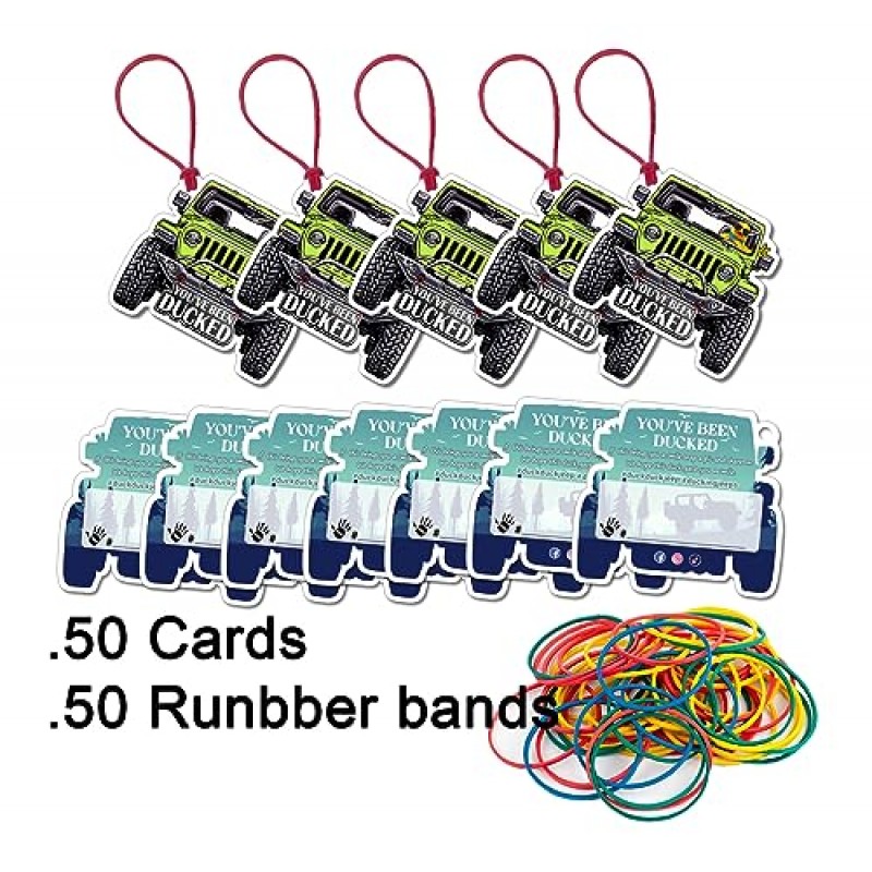 오리 태그, 당신은 더킹 카드, 오리 오리 태그, 더킹 게임 카드, 더킹 태그, 태그용 고무 오리, 녹색 자동차 디자인, 둥근 구멍 및 고무 밴드1BD052 포함