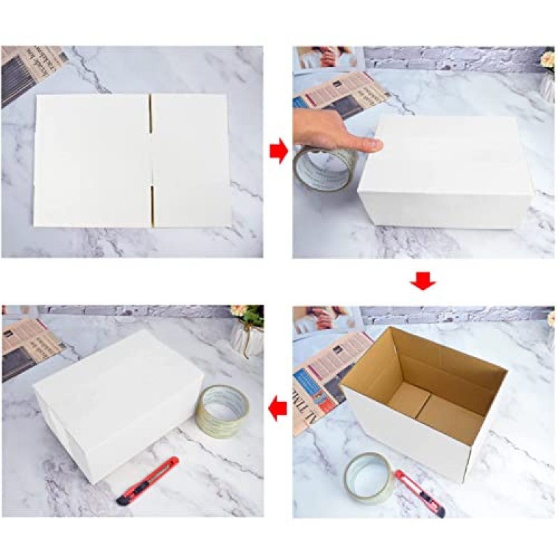 Calenzana 8x6x4 배송 상자 25개 세트, 우편물 포장 선물용 흰색 골판지 상자 중소기업