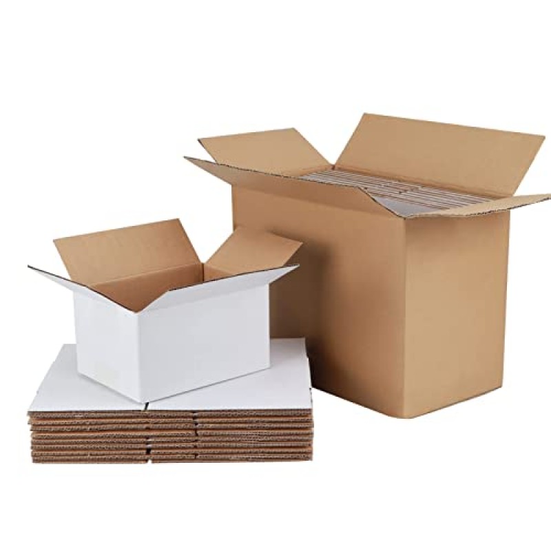 Calenzana 8x6x4 배송 상자 25개 세트, 우편물 포장 선물용 흰색 골판지 상자 중소기업