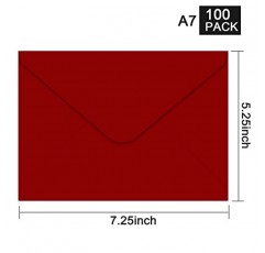 A7 봉투-100 팩 빨간색 봉투 5x7 V 플랩, 5x7 사진에 적합, 5X7 카드, 초대장, 결혼식, 공지 사항, 베이비 샤워-5.25