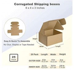 MEBRUDY 배송 상자, 25팩 6x4x3인치 및 25팩 9x6x2인치 우편물 포장 문학 우편물용 소형 골판지 상자