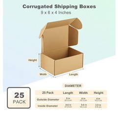 MEBRUDY 9x6x4인치 배송 상자 25개 팩 및 4x4x2인치 배송 상자 25개 팩, 우편물 포장 문학 우편물용 소형 골판지 상자