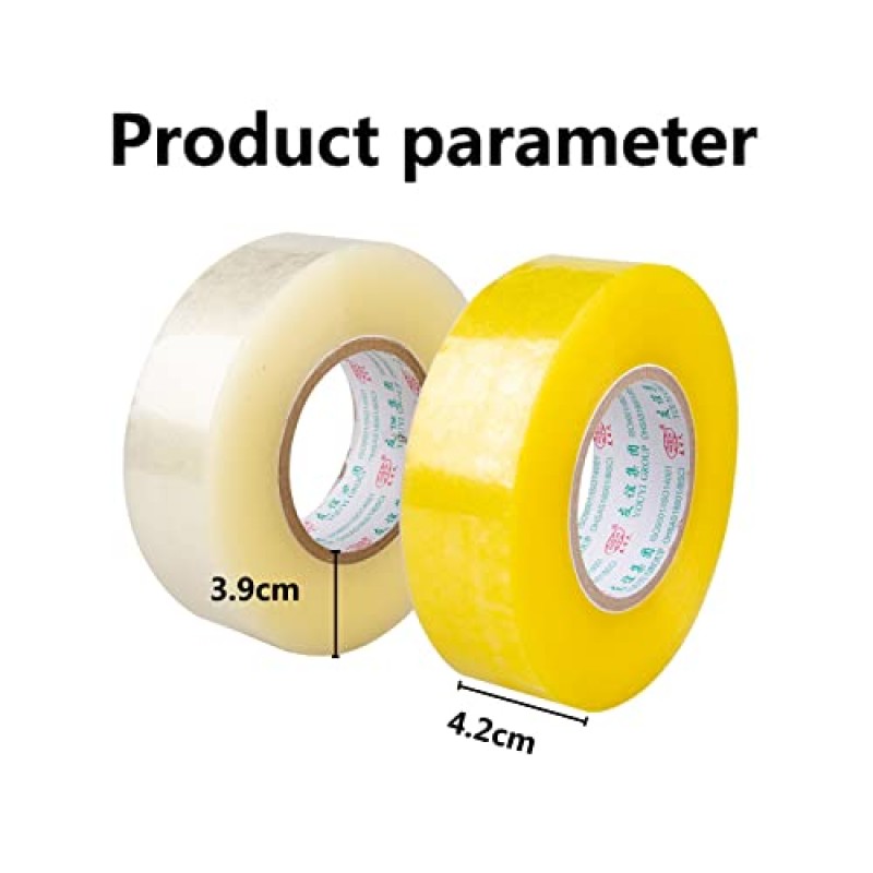 Wgwioo 6 롤 투명 테이프, 42MM×300M 투명 포장 테이프, 상자 밀봉 테이프, 소포 및 상자 밀봉용, 노란색