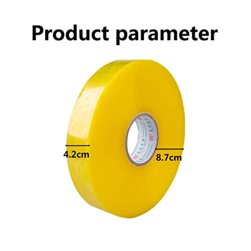 Wgwioo 5롤 투명 포장 테이프, 헤비듀티 소포 테이프 42MM×1KM, 두껍고 강하며 매우 끈적임, 이사용, 노란색