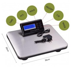 ATAAY 이중 정밀 300Kg/150kg 대형 플랫폼 다목적 플랫폼 우편 소포 수하물 저울 디지털, 배송 소포 저울(실버 36x30x6CM)