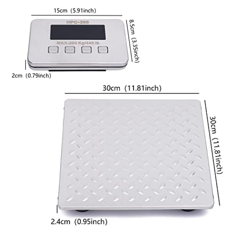 우편 저울, 440LB 디지털 배송 전자 메일 패키지 용량 소포 저울 데스크탑 저울 0.5-200 Kg