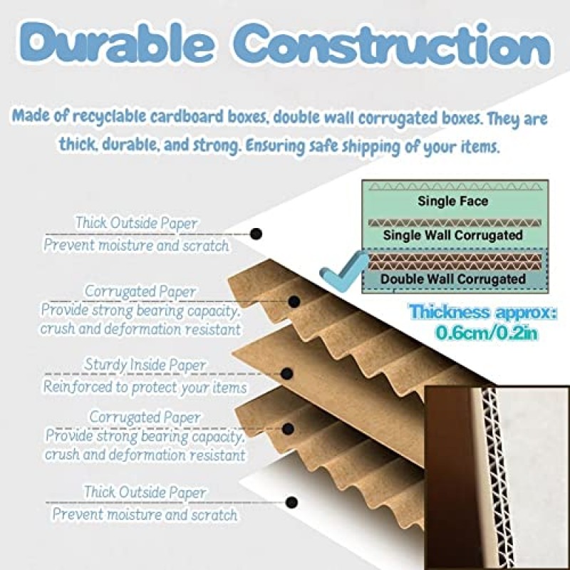 16x16x16in 흰색 이중 벽 골판지 상자, 운송용 중간 크기 정사각형 배송 상자 중소기업 선물 파티 장식, 헤비 듀티 소포 우편 상자(색상: 1팩, 크기: 40x40x40)