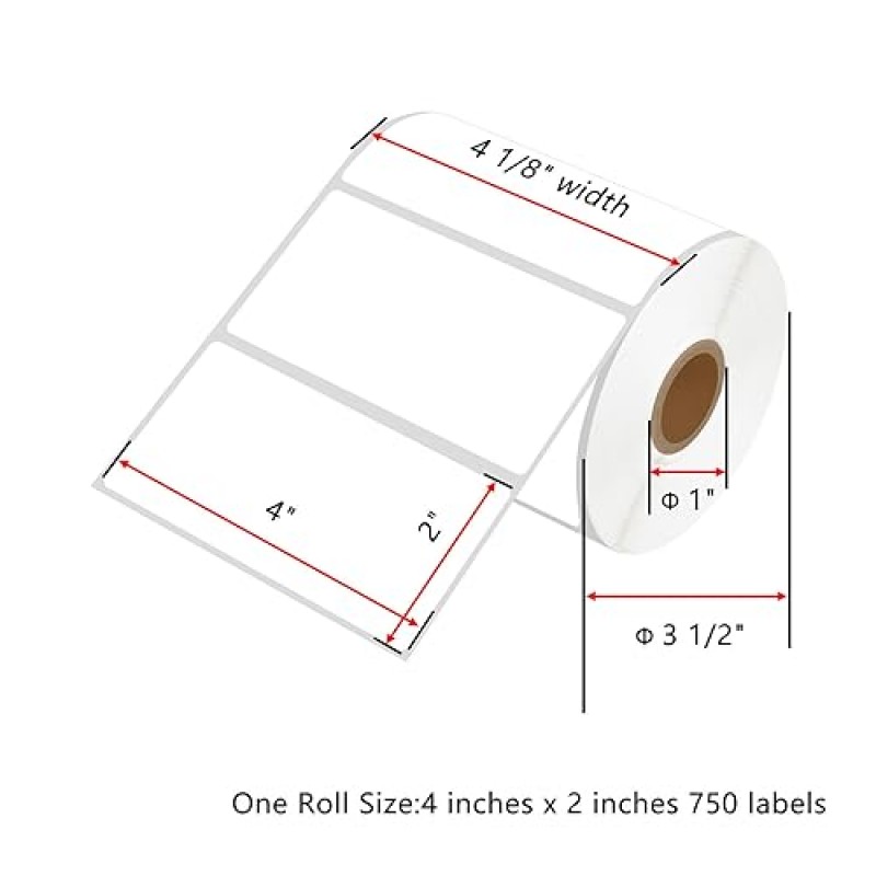 NineLeaf 10 롤 4'x2' 감열 라벨 바코드 우편 요금 배송 주소 라벨(750개 라벨/롤 포함) Zebra Eltron Munbyn Rollo 데스크탑 라벨 프린터와 호환 가능