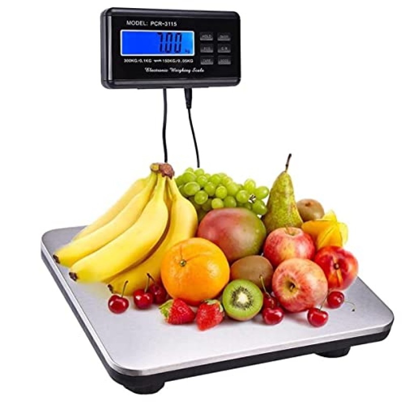 AISHFP 150KG/0.05KG 디지털 전자 소포 저울 300KG/0.1KG LCD 디스플레이가있는 정밀 우편 저울 가정용 애완 동물 저울 저울