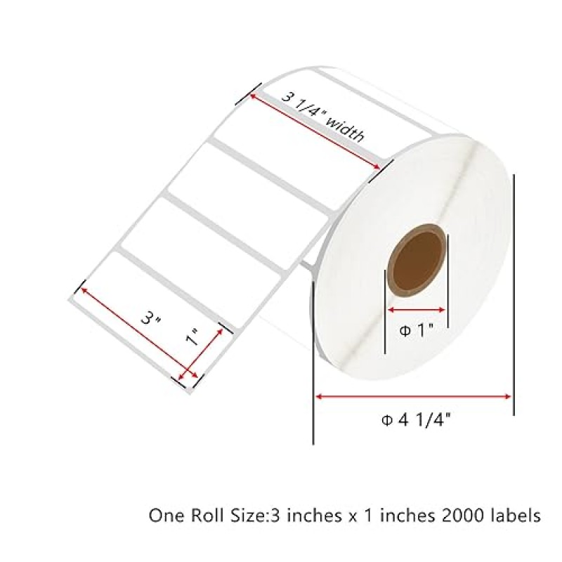 NineLeaf 30 롤 3'x1' 감열 라벨 바코드 우편 요금 배송 주소 라벨(2000개 라벨/롤 포함) Zebra Eltron Munbyn Rollo 데스크탑 라벨 프린터와 호환 가능