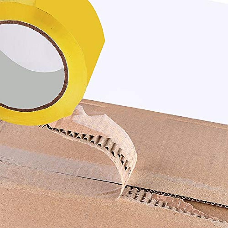 MHUI 포장 테이프 접착 테이프 포장 테이프 8 롤 50mm x 27mm 소포 및 상자용, 노란색