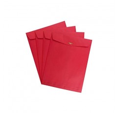 JAM PAPER 10 x 13 개방형 카탈로그 컬러 봉투(걸쇠 잠금 포함) - 빨간색 재활용 - 100개/팩
