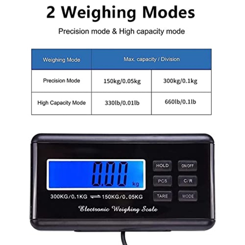 BAFAFA 150KG/0.05KG 디지털 전자 소포 저울 300KG/0.1KG LCD 디스플레이가있는 정밀 우편 저울 가정용 애완 동물 저울 저울