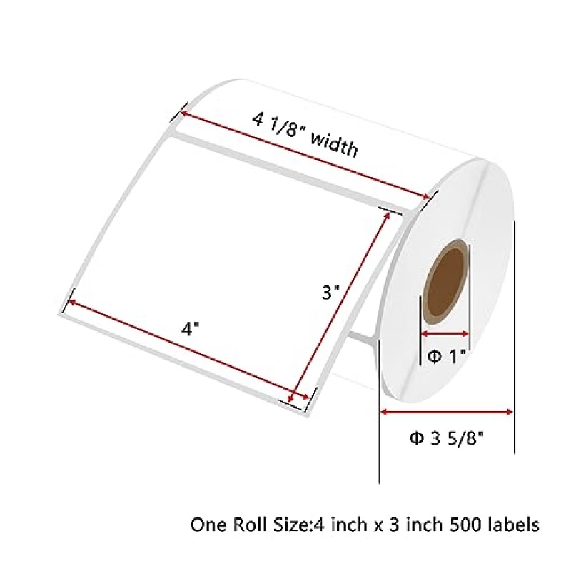 NineLeaf 8 롤 4'x3' 감열식 배송 주소 라벨(500개 라벨/롤 포함) Zebra 2844 ZP-450 ZP-500 ZP-505 Eltron Munbyn Rollo 감열식 라벨 프린터와 호환 가능