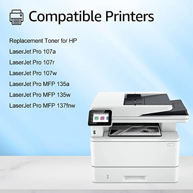 HP 105A 105 W1105A용 Cruxer 호환 토너 카트리지 교체(레이저젯 프로 107a 107r 107w MFP 137fnw 137fwg 135a 135ag 135fnw 135r 135w 135wg 프린터에 사용되는 칩 포함)(10,000페이지, 10팩)