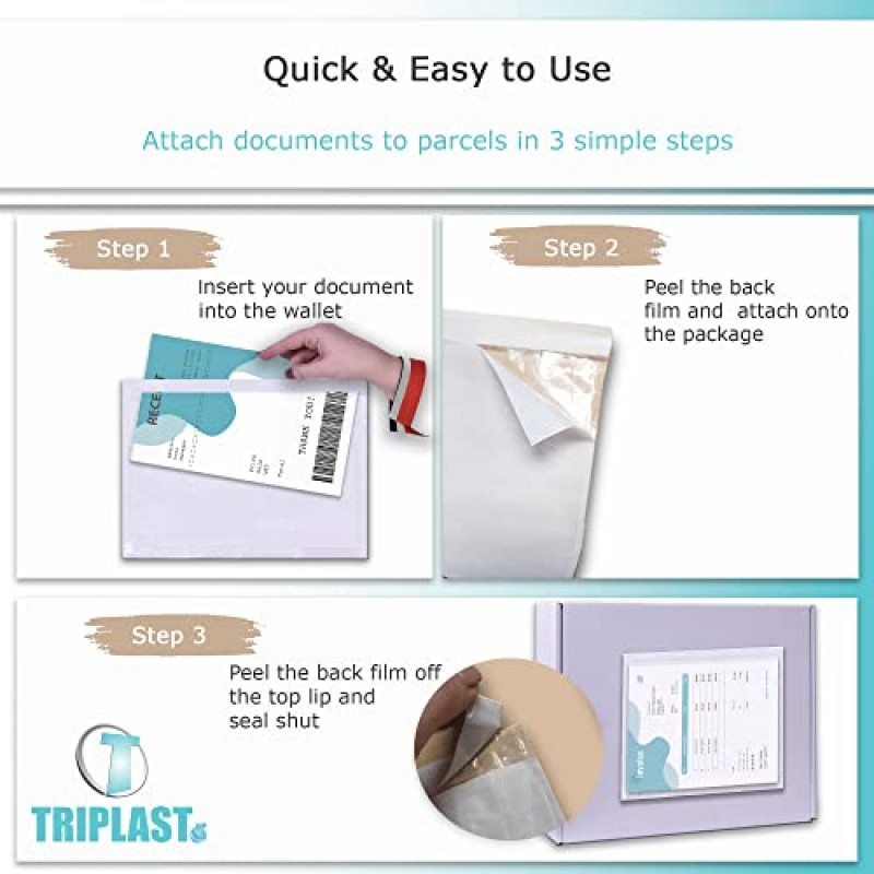 Triplast 2000 x A7 일반 문서 밀폐형 지갑(95 x 125mm) | 껍질을 벗기고 밀봉하는 투명 플라스틱 봉투/소매/주머니/지갑 | 송장, 포장 목록, 배송 메모를 소포에 첨부하세요.