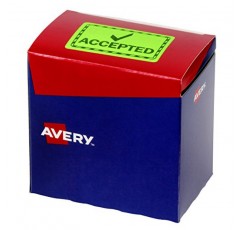 Avery Accepted 라벨, 형광 녹색, 75 x 48.8mm, 1500 라벨(932620)
