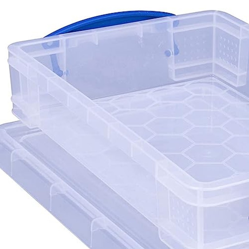정말 유용한 상자 4리터 플라스틱 쌓을 수 있는 보관 용기(스냅 뚜껑 및 내장형 클립 잠금 손잡이 포함), 투명(10팩)