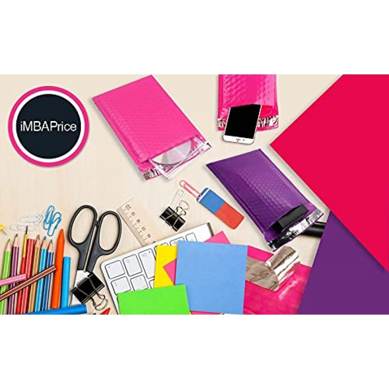 iMBAPrice 500#000 4x8 핫 핑크 컬러 셀프 씰 폴리 버블 메일러 패딩 배송 봉투(총 500개 봉지)