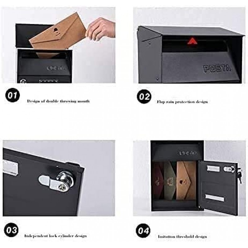 제안 상자 안전 잠금 상자 투표함 기부 상자 잠금 기능이 있는 빌라 우편함 제안 상자 창의적인 복고풍 받은 편지함편지함 소포 상자 드롭 박스