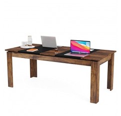 Tribesigns 소박한 6피트 회의실 테이블(4-6인용), 직사각형 회의 테이블, 71L * 33W 인치 중역용 책상, 사무실용 대형 제작 테이블, 회의실.지하실