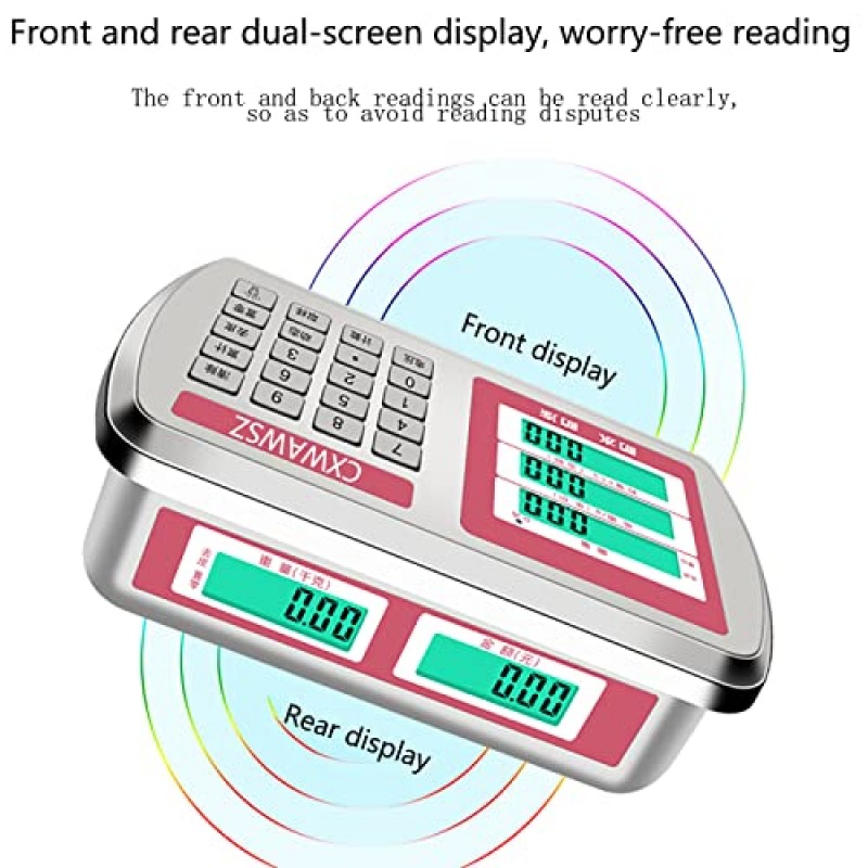 CXWAWSZ 바닥 디지털 플랫폼 저울 660lb 중량 배송 저울 0.1LB 정확도 패키지용 우편 저울 가격 계산 계산을 통한 수하물 중량 측정, Kg/LB 전환 LCD 디스플레이