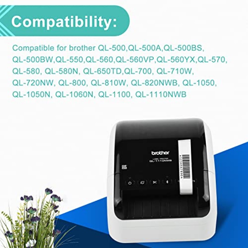 NineLeaf 20롤(라벨 8000개) Brother DK1204와 호환 가능 DK-1204(0.66' x 2.1