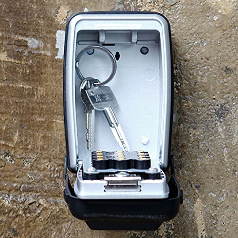 키 캐비닛 키 잠금 상자 키 안전 벽걸이 형 대용량 키 박스 (보호 커버 포함) 실내 옥외용 4 자리 키 보관 상자 (색상 : 검정색, 크기 : 7.2x4x12cm)