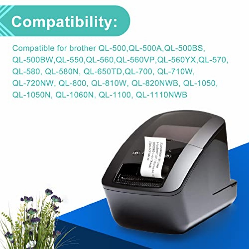 Brother DK2205와 호환되는 NineLeaf 10 롤 DK-2205(2.4인치 x 100피트) 연속 용지 라벨 Brother QL 라벨 프린터와 호환되는 감열 길이 라벨