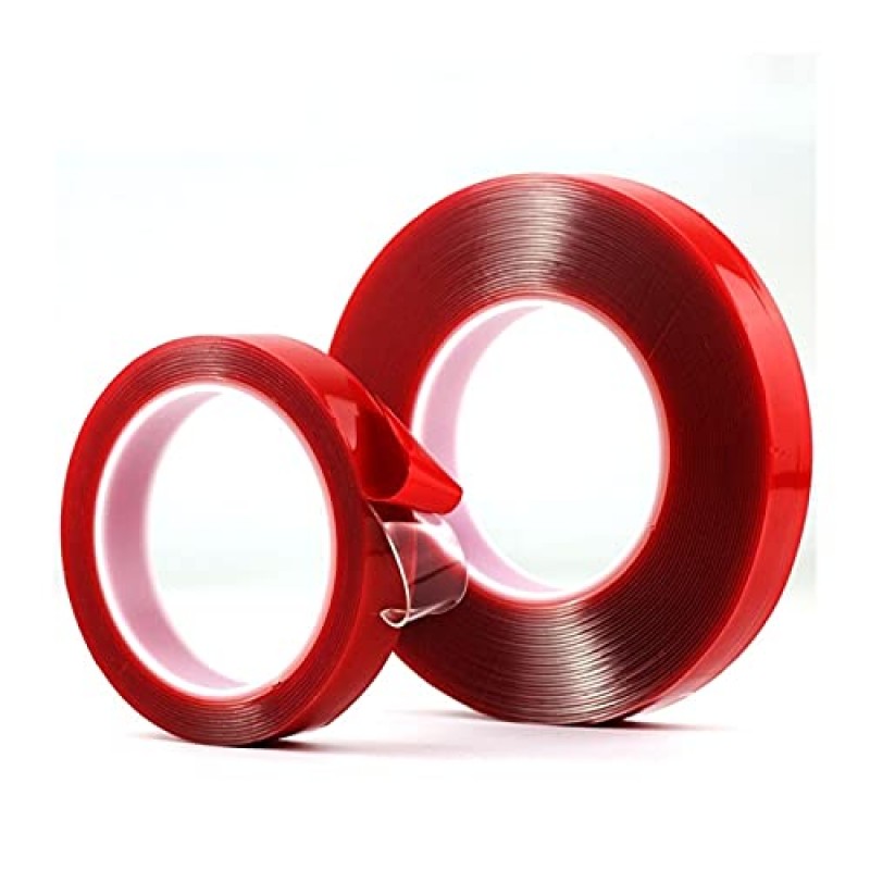 10M 빨간색 양면 테이프 - 양면 접착 투명 접착 테이프 흔적 없음 스티커 테이프 접착 양면 스티커 (길이 : 10M, 너비 : 50mm)