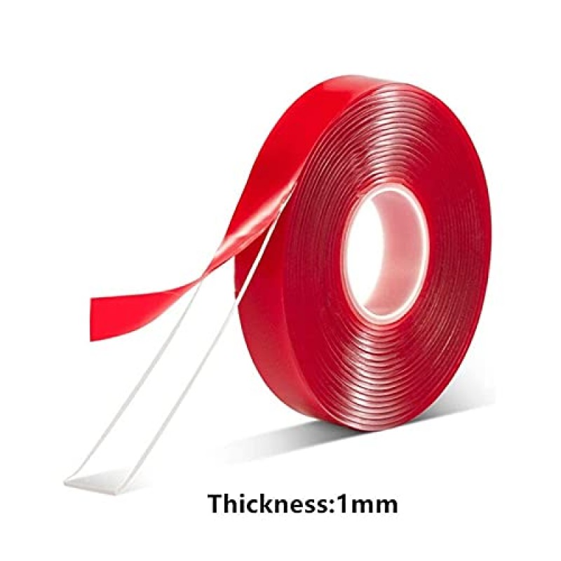 10M 빨간색 양면 테이프 - 양면 접착 투명 접착 테이프 흔적 없음 스티커 테이프 접착 양면 스티커 (길이 : 10M, 너비 : 50mm)