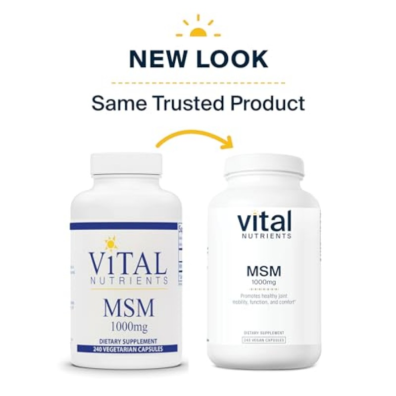 Vital Nutrients - MSM - 천연 형태의 유기 유황 - 병당 240 채식 캡슐 - 1000 mg