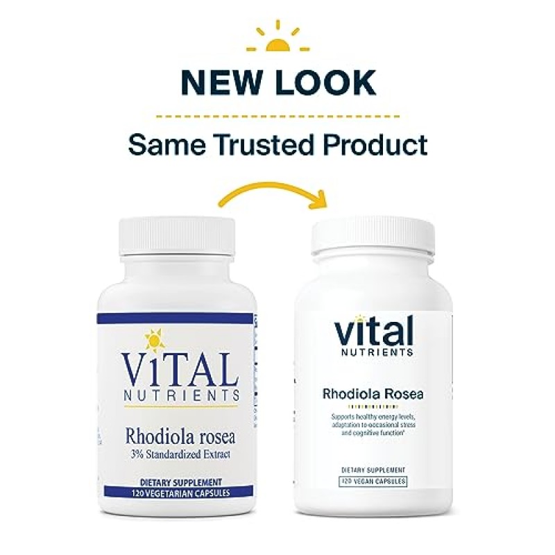 Vital Nutrients - 홍경천 추출물 3% 표준화된 추출물 - 에너지 및 스트레스 지원 보충제 - 120 채식주의자 캡슐