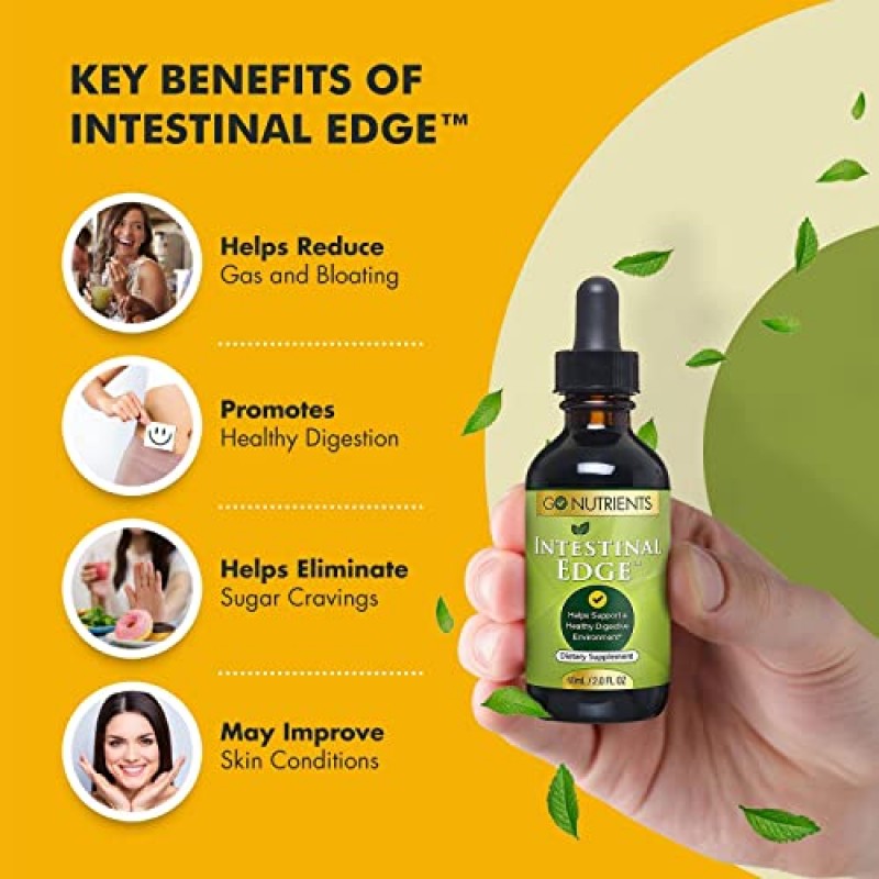 영양분 Uriva & Intestinal Edge | 검은 호두 껍질, 오렌지 껍질, 라벤더 꽃, 용담 뿌리, 정향 싹, 쑥 잎/줄기, GMO 없음, 콩 무함유 소화 보조제 - 60mL(2온스) | 유릭 A